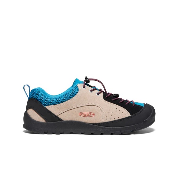 Keen women’s lace up jasper rocks sneaker in fjord blue, safari, & red - Picture 10 of 16